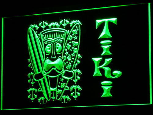 Surf Tiki Bar Mask Tree Decor Neon Light Sign